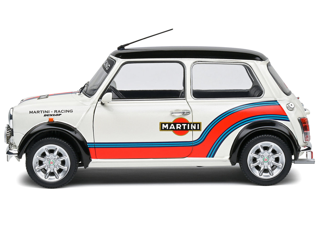 1998 Mini Cooper Sport White Metallic with Black Top and Stripes "Martini Racing" 1/18 Diecast Model Car by Solido