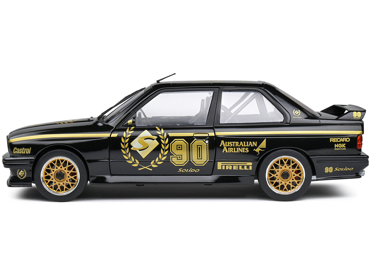 1990 BMW E30 M3 Black "Solido 90th Anniversary" Livery Limited Edition "Competition" Series 1/18 Diecast Model Car by Solido