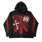 Oversized Skeleton Zip Up Hoodie by White Market - Vysn