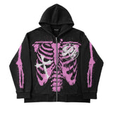 Oversized Skeleton Zip Up Hoodie by White Market - Vysn