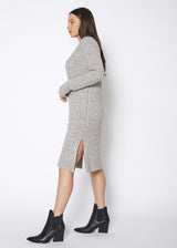 Ribbed Knit V Neck Sweater Midi Dress by Shop at Konus