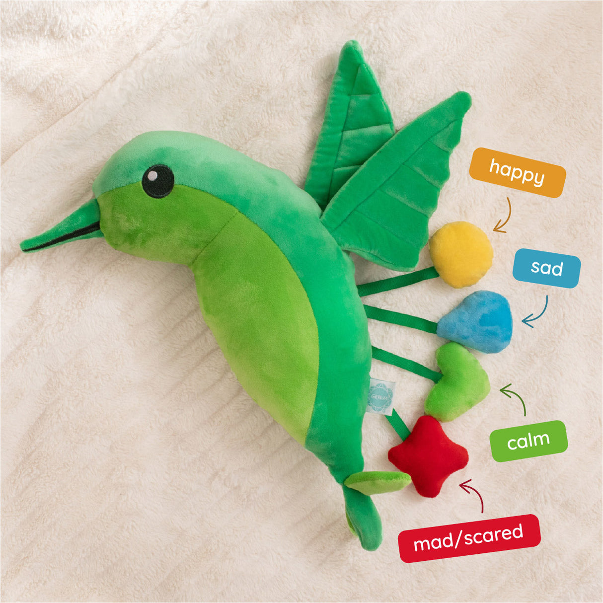 Green Hummingbird SnuggleBuddies Emotions Plush by Generation Mindful