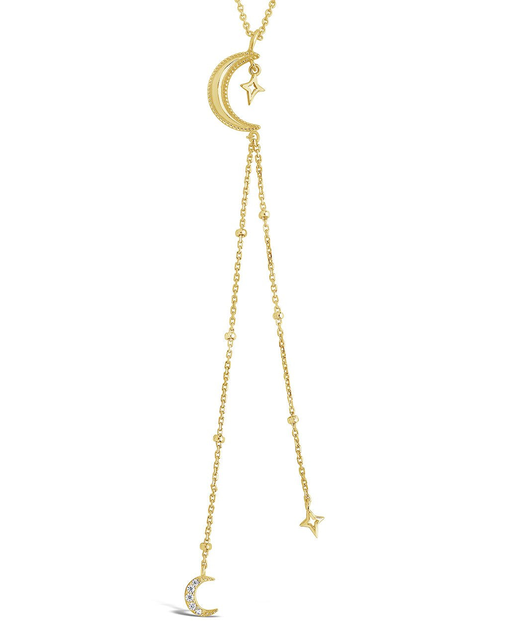 Sterling Silver Crescent Moon Y Drop Necklace by Sterling Forever