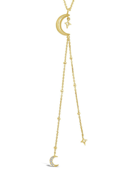 Sterling Silver Crescent Moon Y Drop Necklace by Sterling Forever