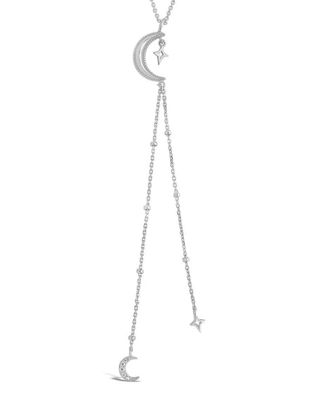 Sterling Silver Crescent Moon Y Drop Necklace by Sterling Forever