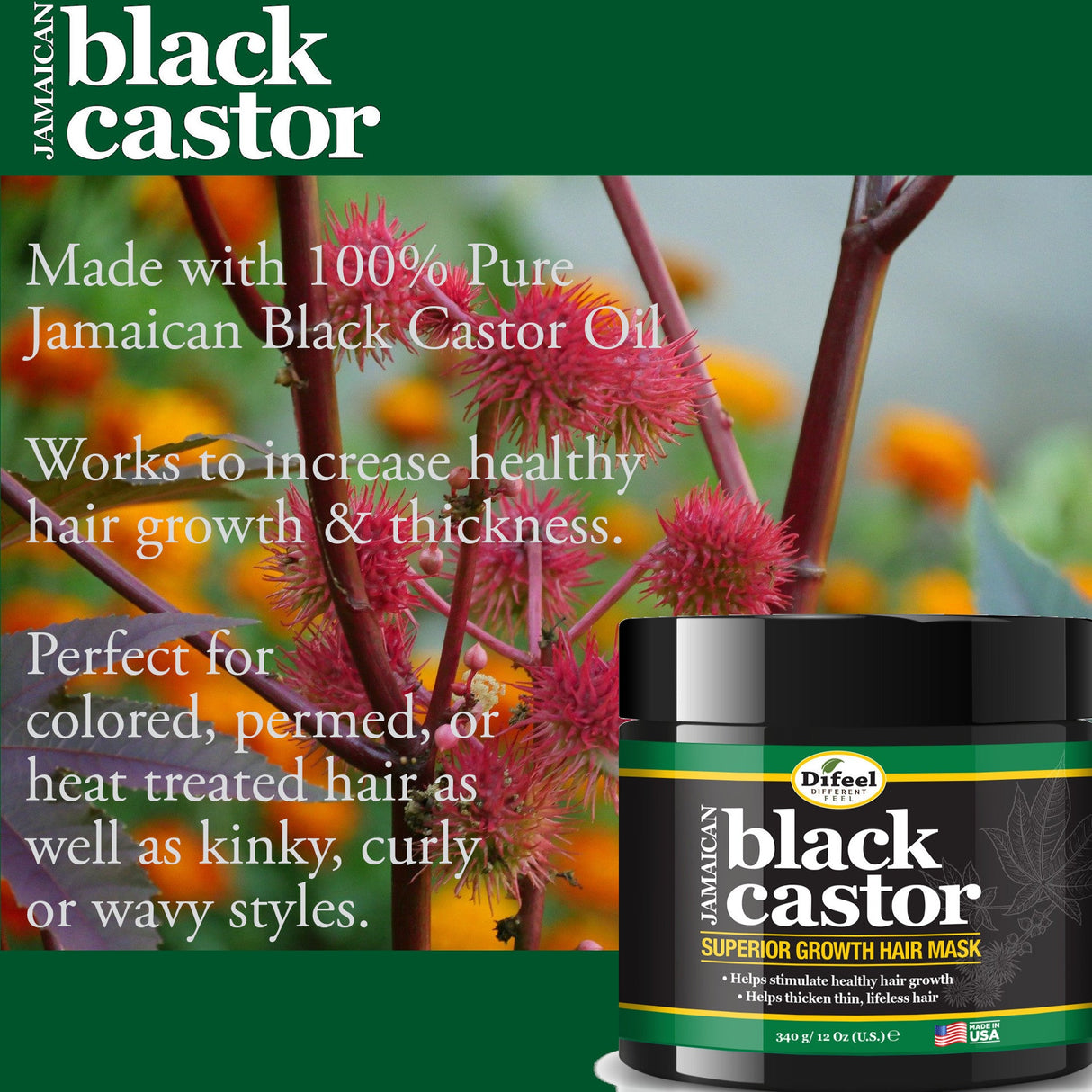 Difeel Superior Growth Jamaican Black Castor 4-PC Hair Treatment Set - Includes 12 oz. Shampoo, 12 oz. Hair Mask , 2.5 oz. Root Stimulator & 2.5 oz. Hair Oil by difeel - find your natural beauty