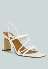 two strings slingback slim block heel sandals by London Rag