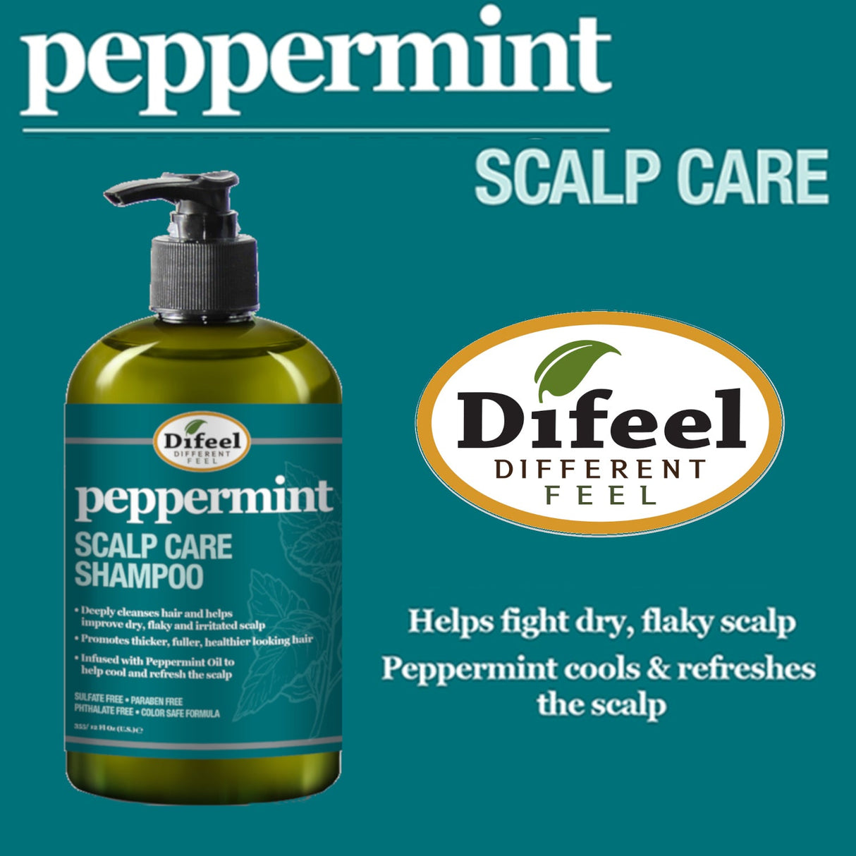 Difeel Peppermint Scalp Care Shampoo 12 oz. by difeel - find your natural beauty