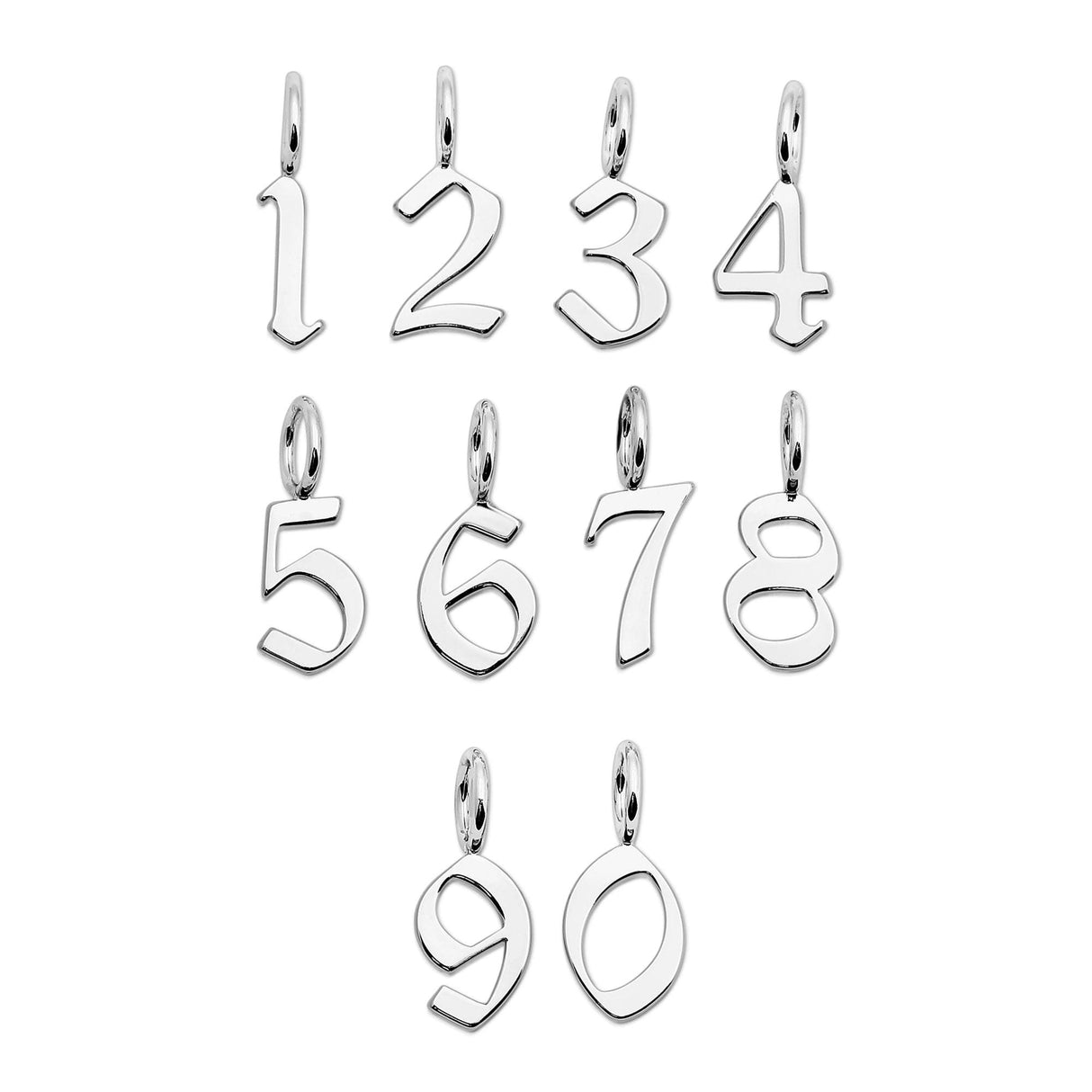 SILVER GOTHIC NUMBERS by eklexic jewelry