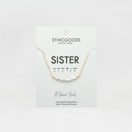 Morse Code Dainty Stone Necklace // Sister by ETHICGOODS