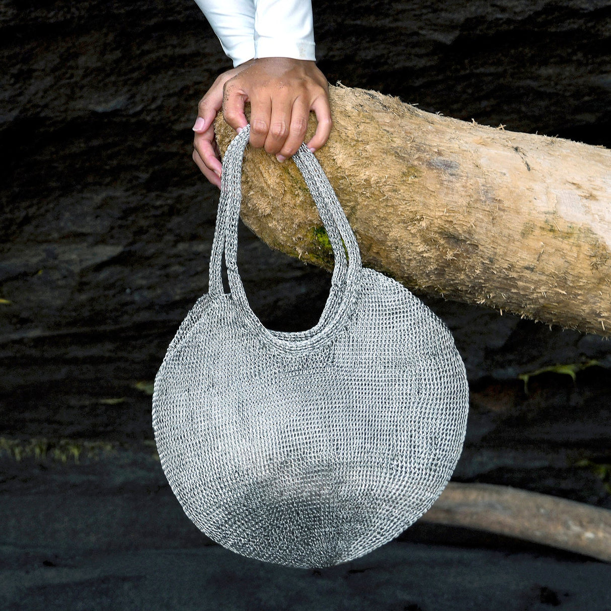 SOL Mesh Wire Tote Bag in Silver by BrunnaCo