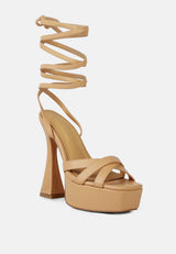 splitsoul lace up high platform sandal by London Rag