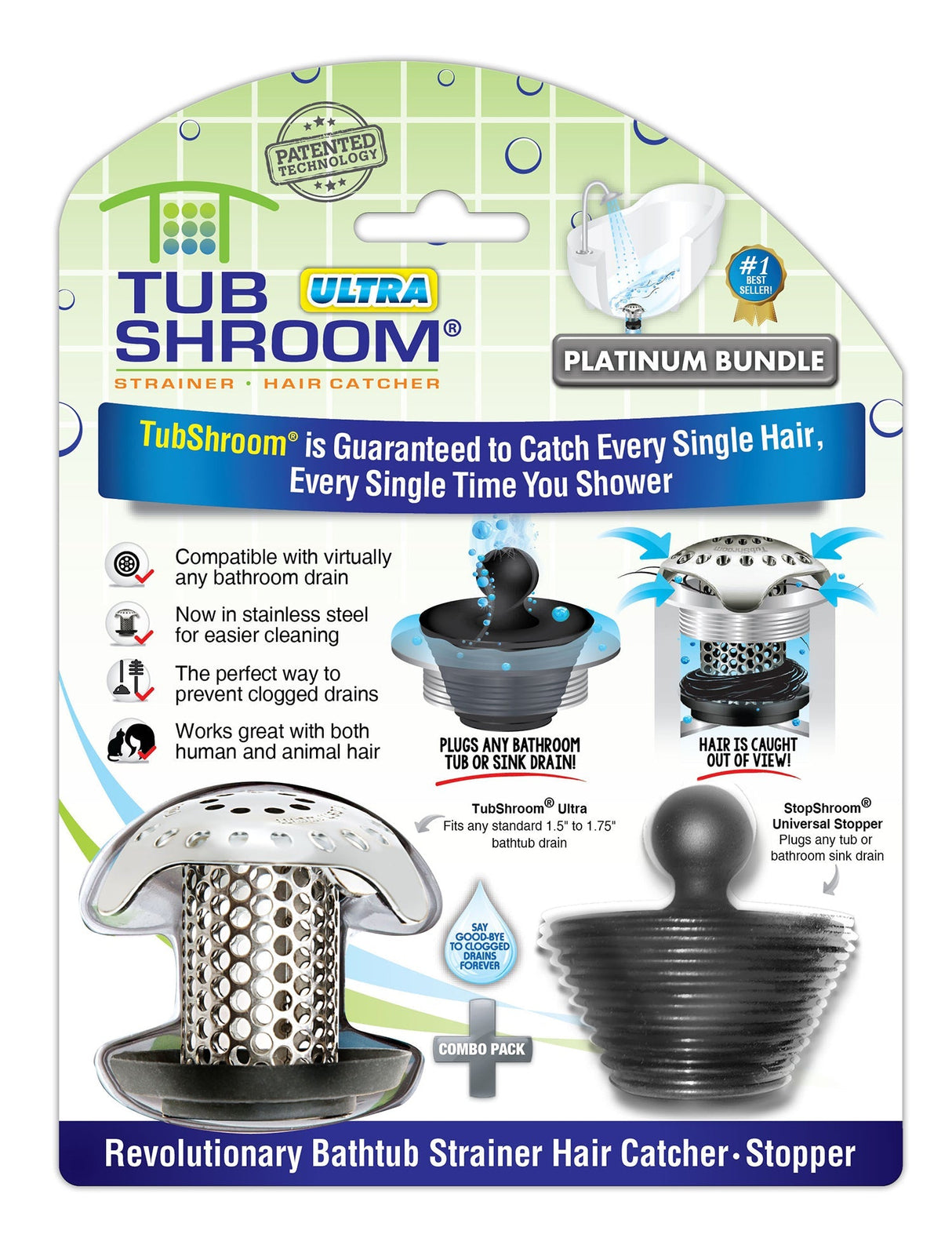 Ultimate Bundle: TubShroom® Ultra & Kitchen SinkShroom® & StopShroom® Plug by TubShroom.com