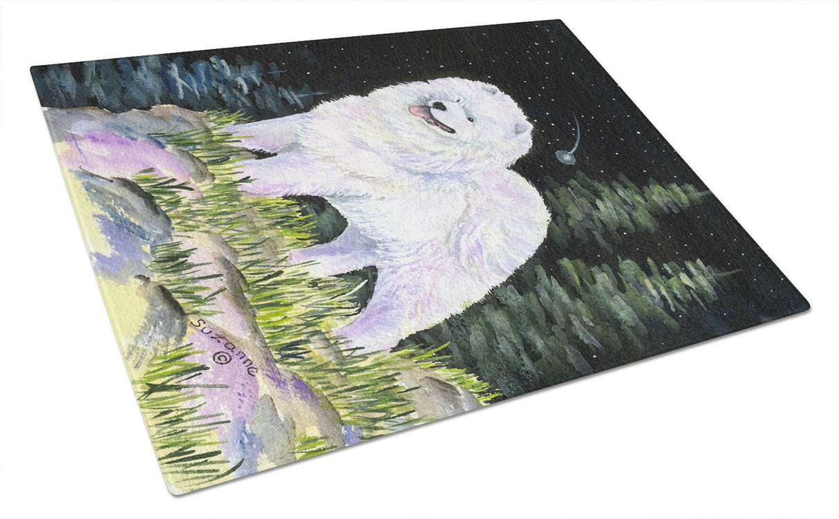 Starry Night Samoyed Glass Cutting Board Large by Caroline's Treasures