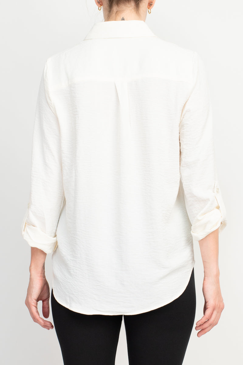 Zac & Rachel Long Sleeve Gardina Solid Crepe Top by Curated Brands