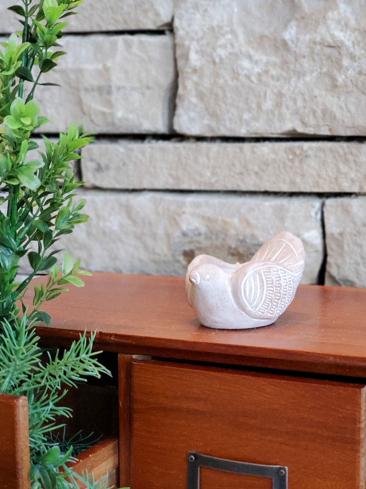 Terracotta Tea Light Candle Holder - Bird by KORISSA