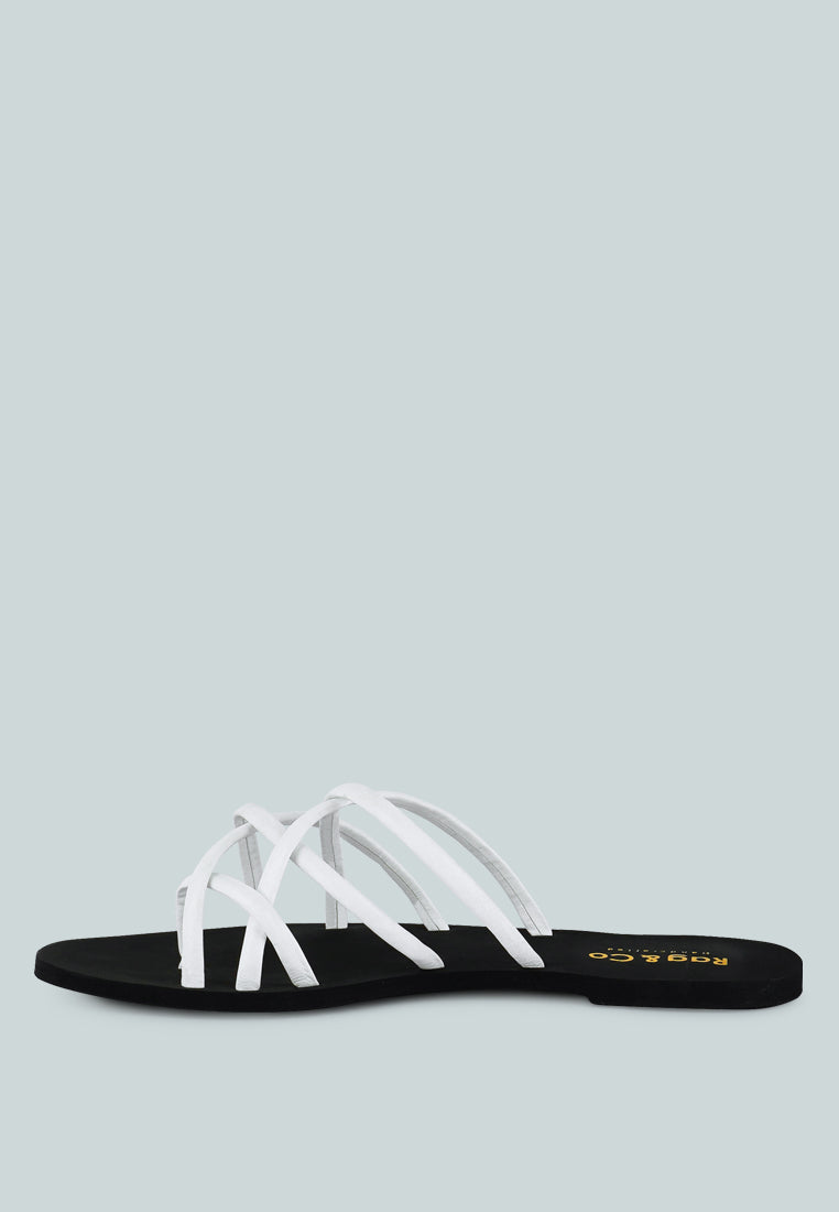 sweetin strappy flat slip on sandals by London Rag