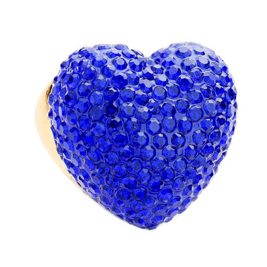 Colorful Heart Crystal Rhinestone Pave Stretchable Ring by Madeline Love