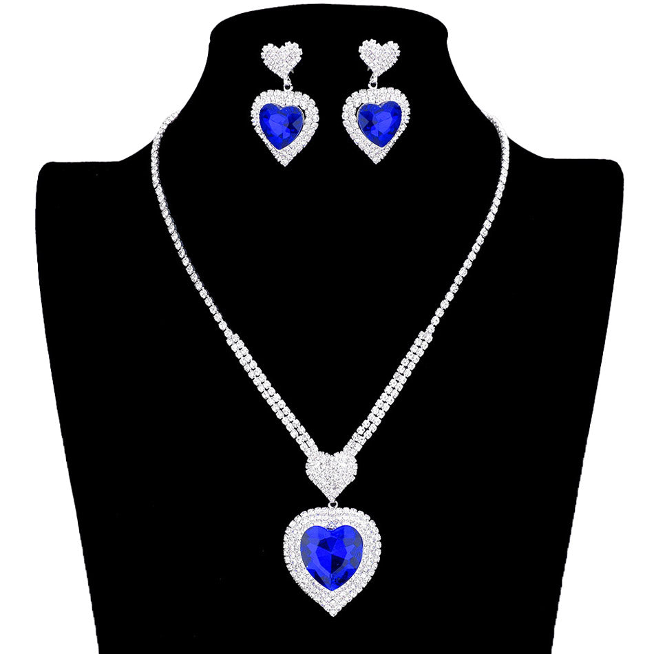 Heart Crystal Rhinestone Drop Necklace by Madeline Love