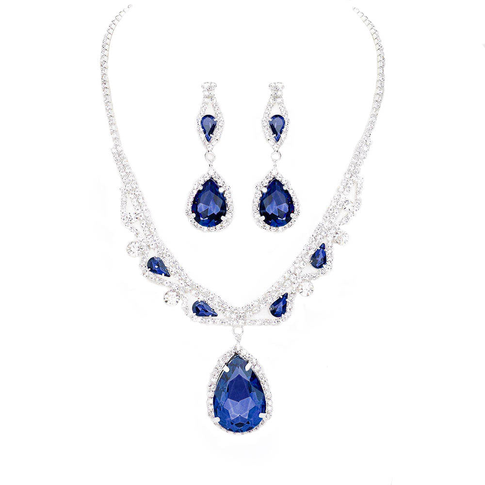 Teardrop Crystal Rhinestone Collar Evening Necklace by Madeline Love