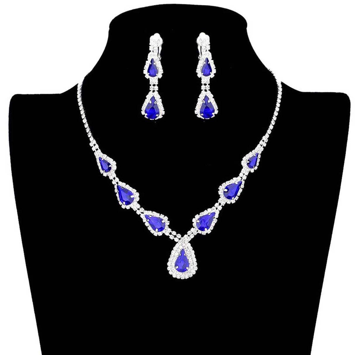 Teardrop Stone Accented Rhinestone Pave Necklace by Madeline Love