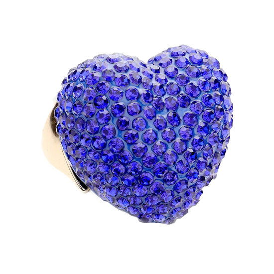 Rhinestone Pave Heart Stretch Ring by Madeline Love