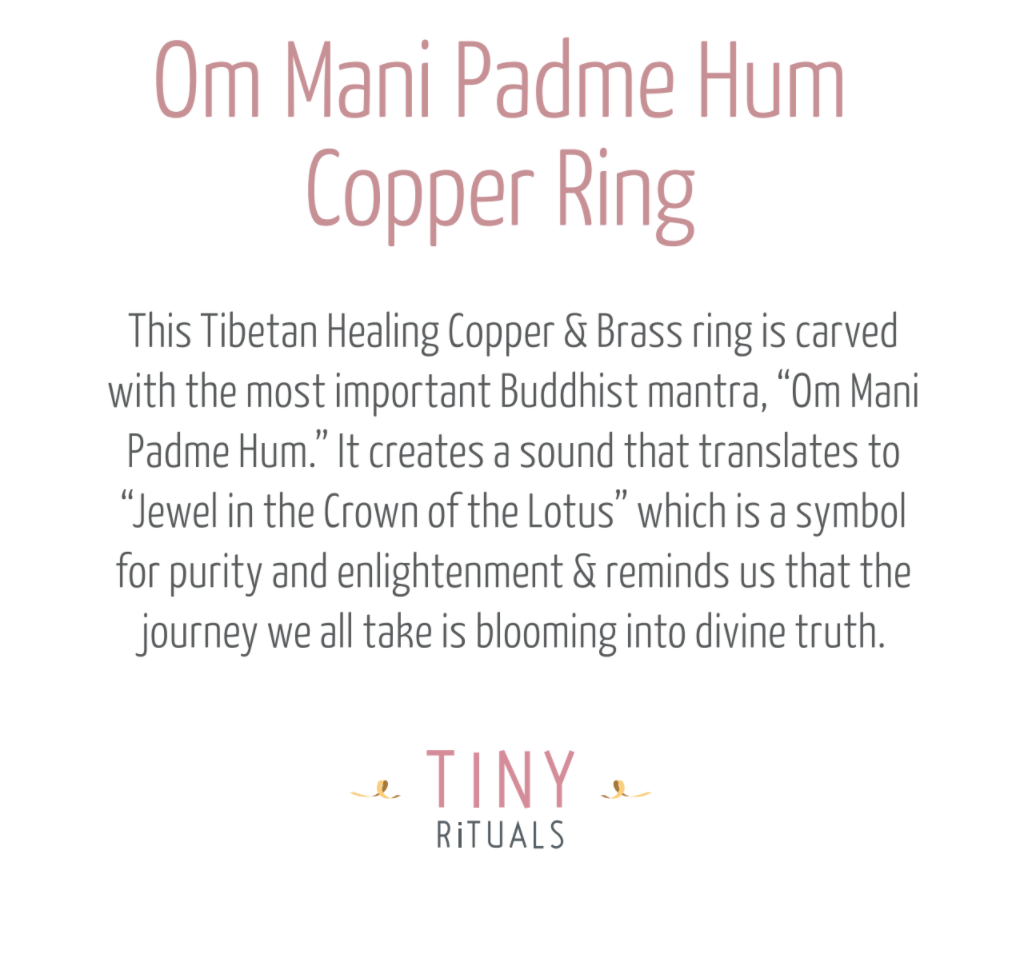 Om Mani Padme Hum Copper Ring by Tiny Rituals