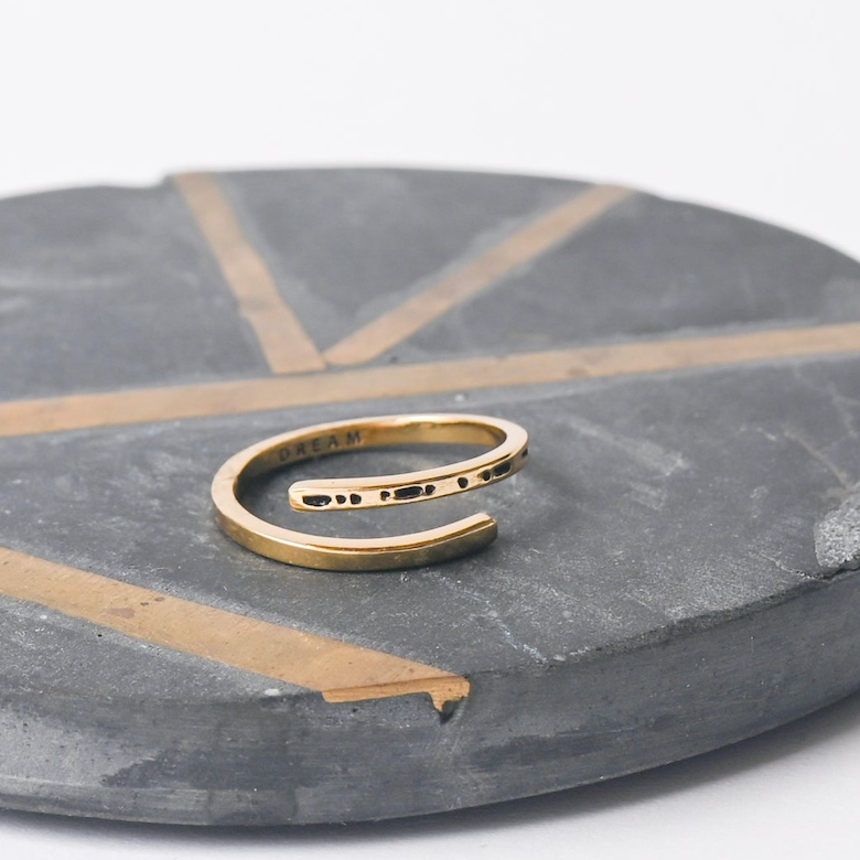 CLASSIC GOLD Morse Code Ring - Stamped | JOY - Silver by ETHICGOODS