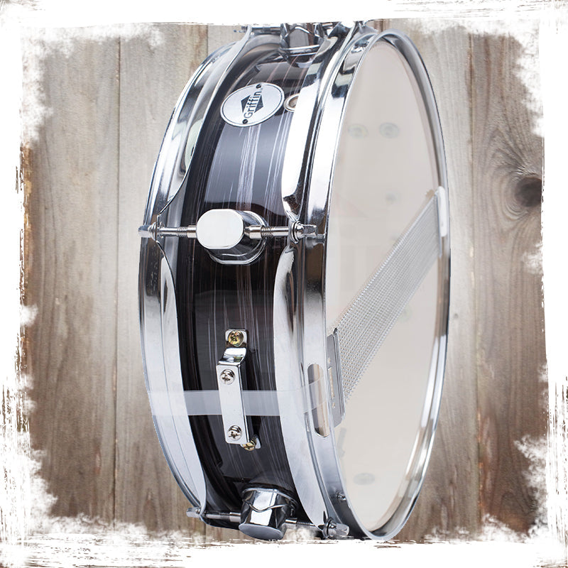 Piccolo Snare Drum 13" x 3.5" by GRIFFIN - 100% Poplar Shell Zebra Wood Finish & Coated Drum Head by GeekStands.com