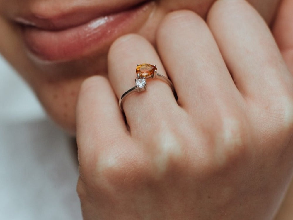 Serpentine Citrine Silver Ring by Little Sky Stone