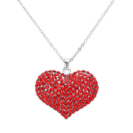 Pave Crystal Rhinestone Heart Pendant Necklace by Madeline Love