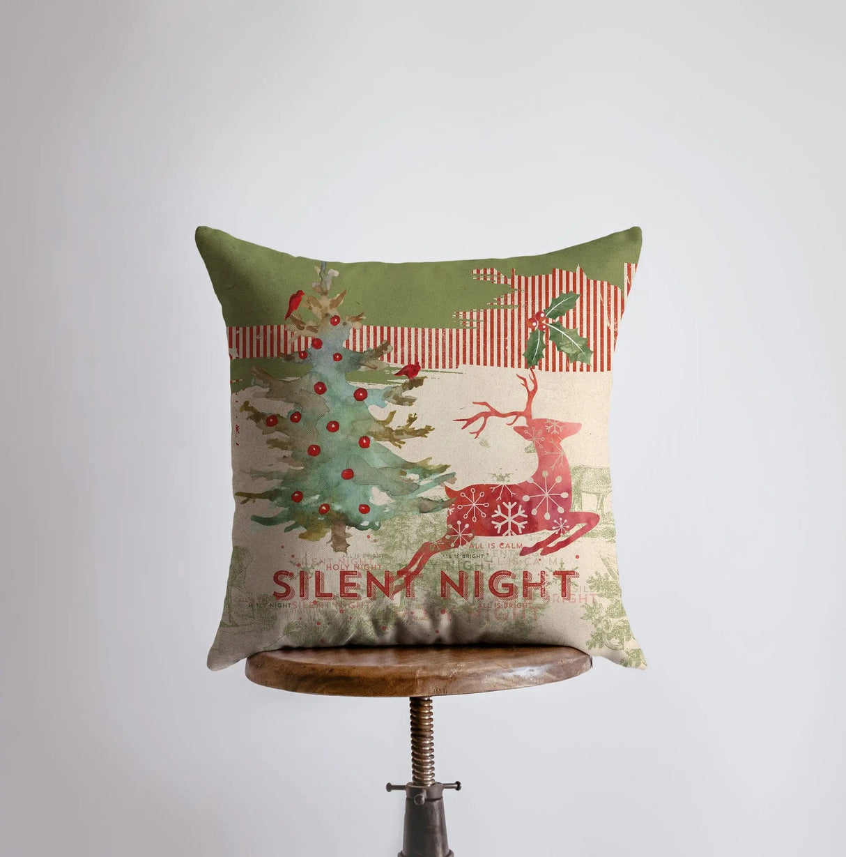 Silent Night | Red Reindeer | Merry Christmas | Throw Pillow | Christmas Pillow | Home Decor | Christmas Décor | Christmas tree | Christmas Gifts by UniikPillows