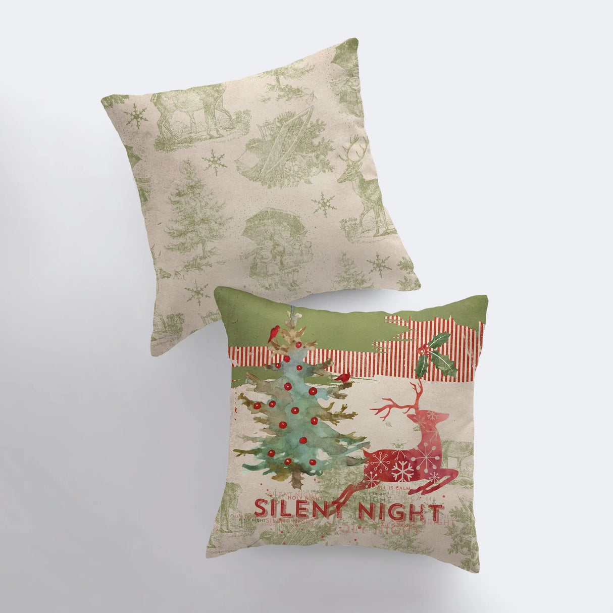 Silent Night | Red Reindeer | Merry Christmas | Throw Pillow | Christmas Pillow | Home Decor | Christmas Décor | Christmas tree | Christmas Gifts by UniikPillows