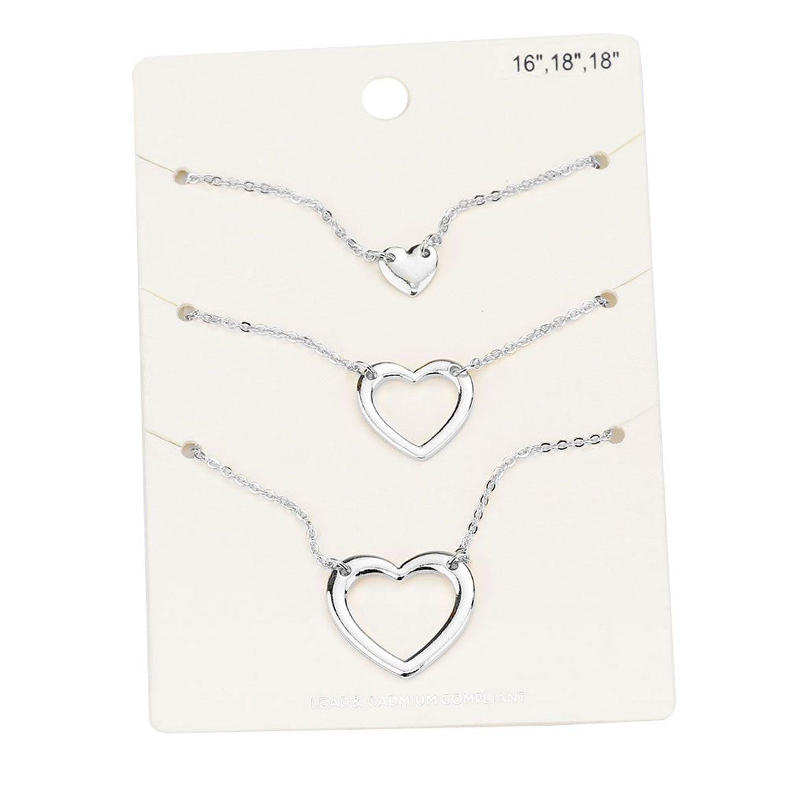 3PCS  Metal Heart Pendant Necklaces by Madeline Love