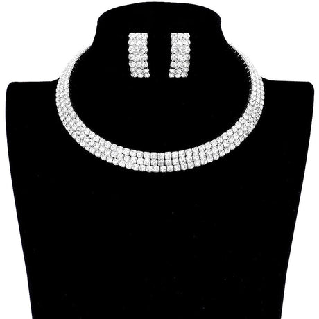 3 Rows Rhinestone Open Choker Necklace by Madeline Love