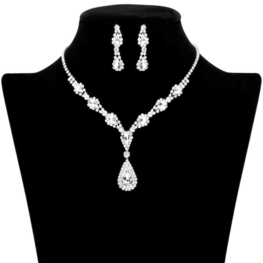 Beautiful Teardrop Stone Accented Rhinestone Necklace by Madeline Love