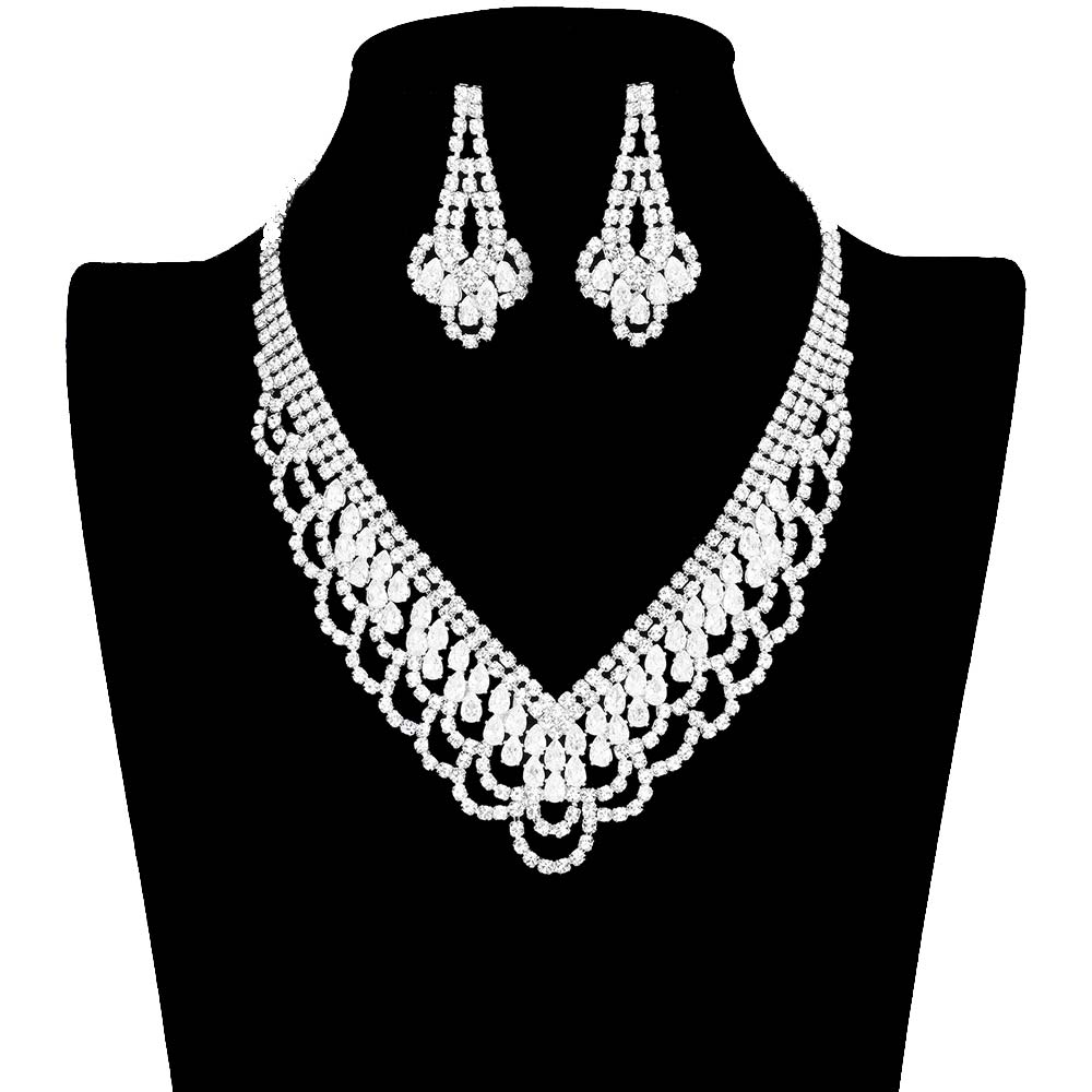 CZ Teardrop Stone Detailed Jewelry Set by Madeline Love