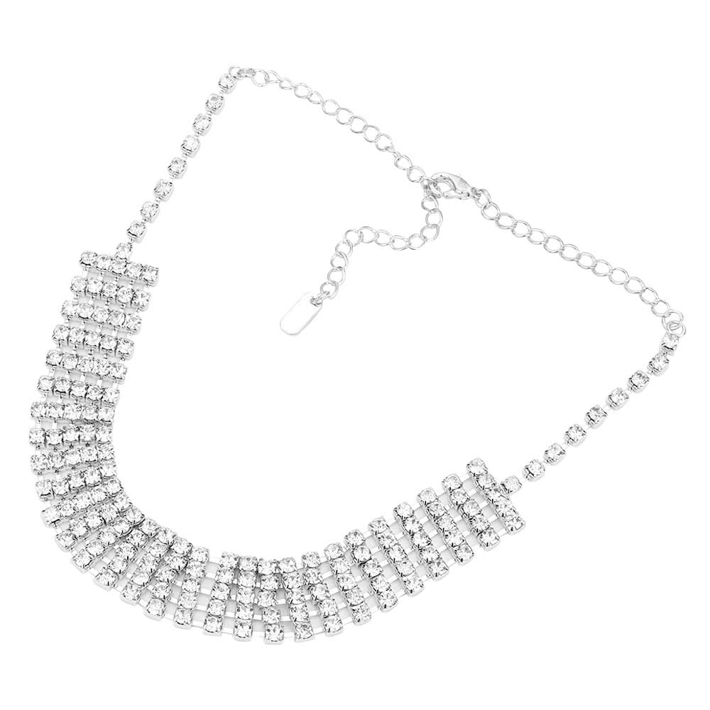 Crystal Rhinestone Choker Evening Necklace by Madeline Love