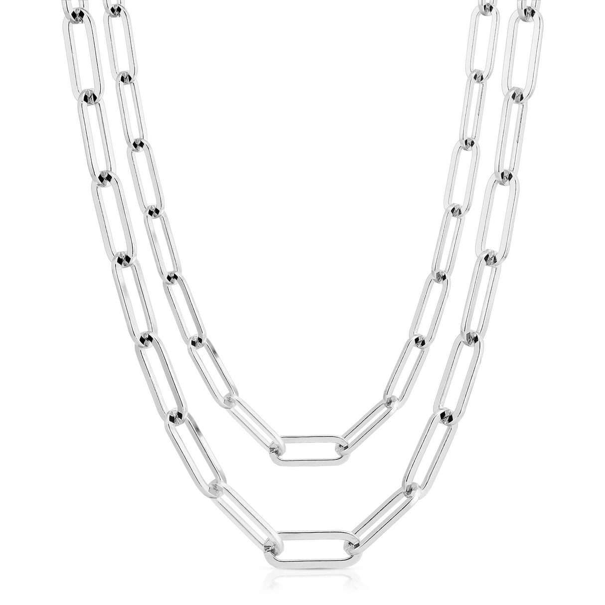 Silver Double Large Elongated Link Chain Necklace by eklexic jewelry