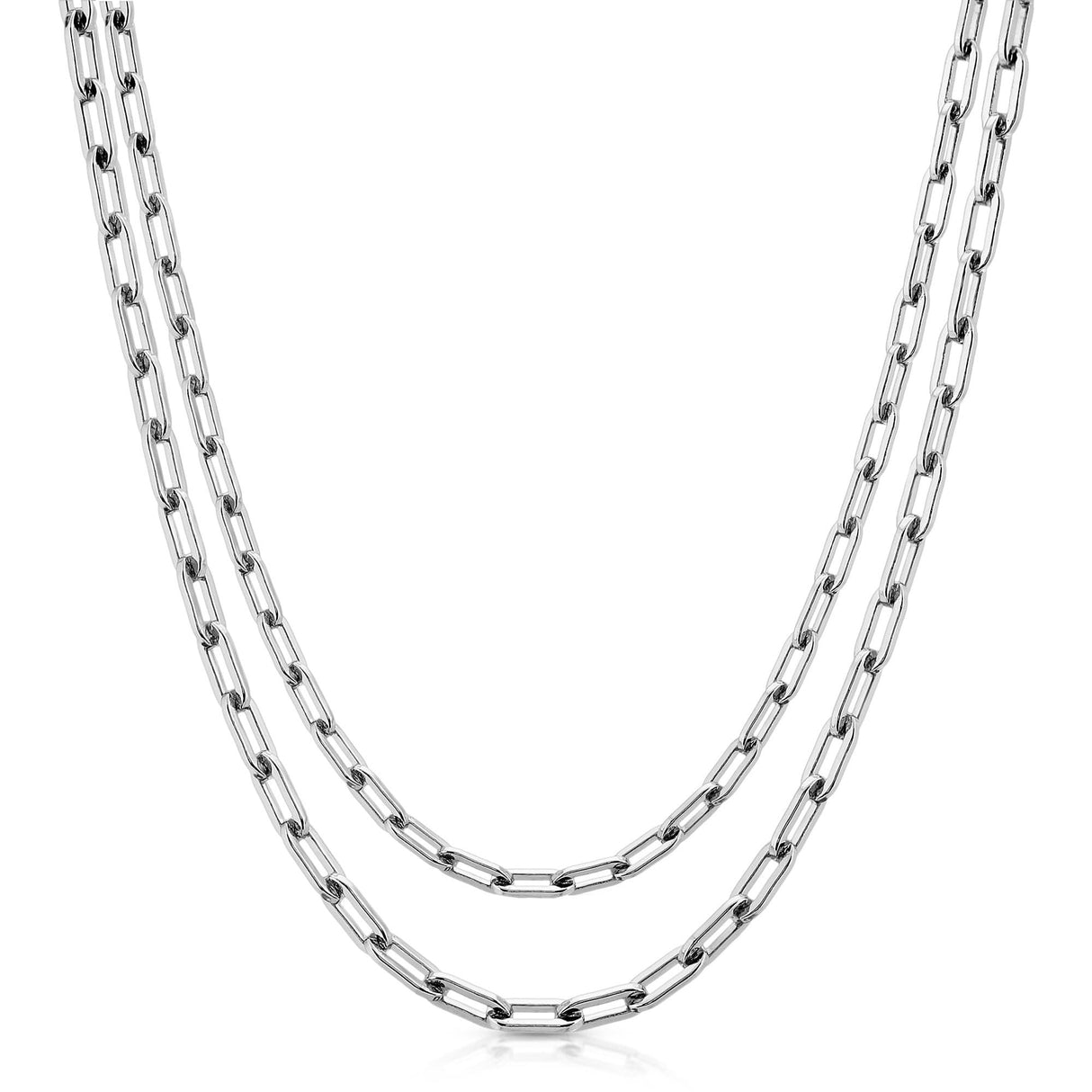 Silver Double Medium Link Chain Necklace by eklexic jewelry