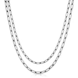 Silver Double Medium Link Chain Necklace by eklexic jewelry