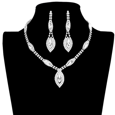 Marquise Stone Accented Rhinestone Necklace Earring Set by Madeline Love