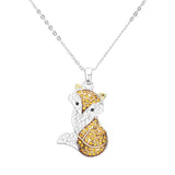 Rhinestone Embellished Fox Pendant Necklace by Madeline Love