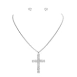 Rhinestone Paved Cross Pendant Jewelry Set by Madeline Love