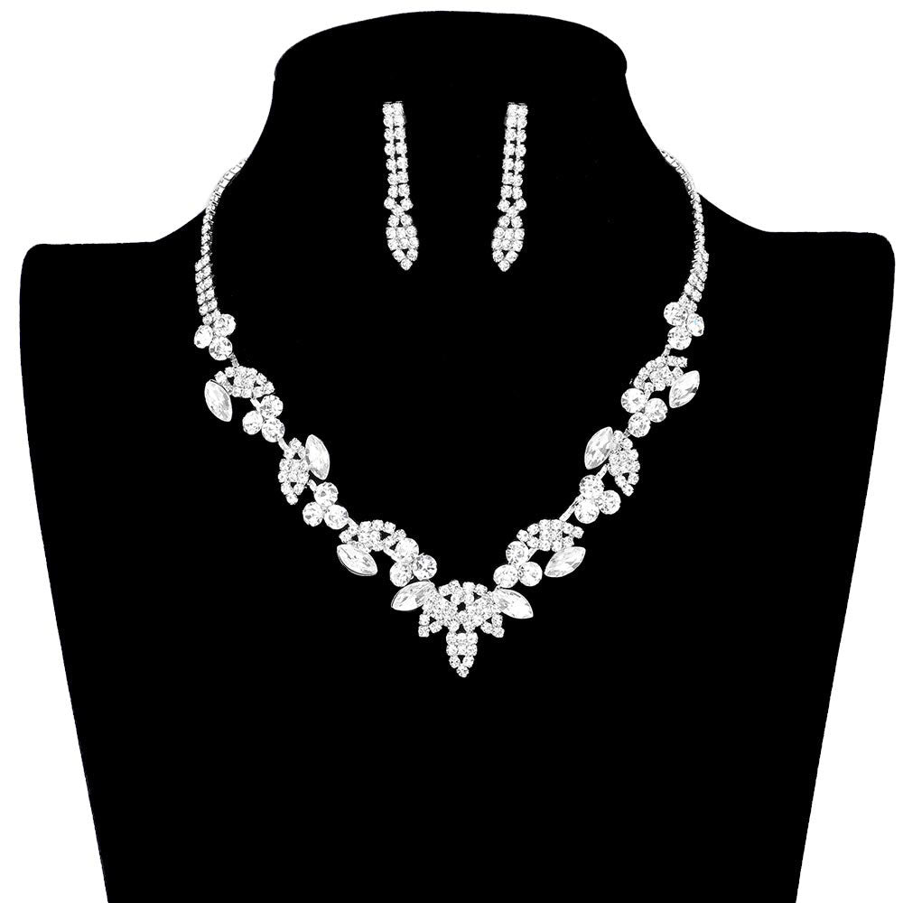 Round Marquise Stone Embellished Rhinestone Pave Necklace by Madeline Love