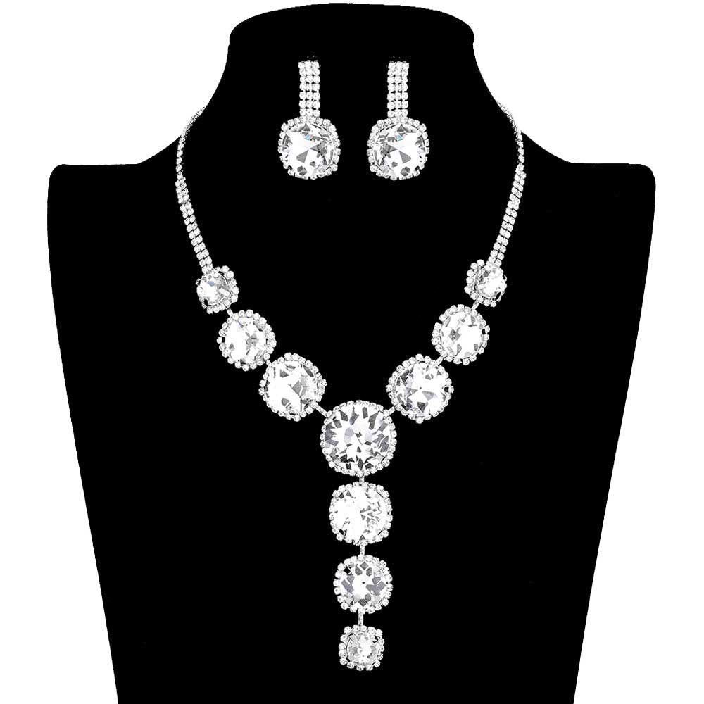 Round Stone Accented Evening Necklace Earring Set by Madeline Love