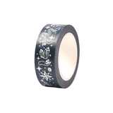 Silver Snake Washi Tape | Snake and Crystal Motif on Black | Gift Wrapping and Craft Tape by The Bullish Store