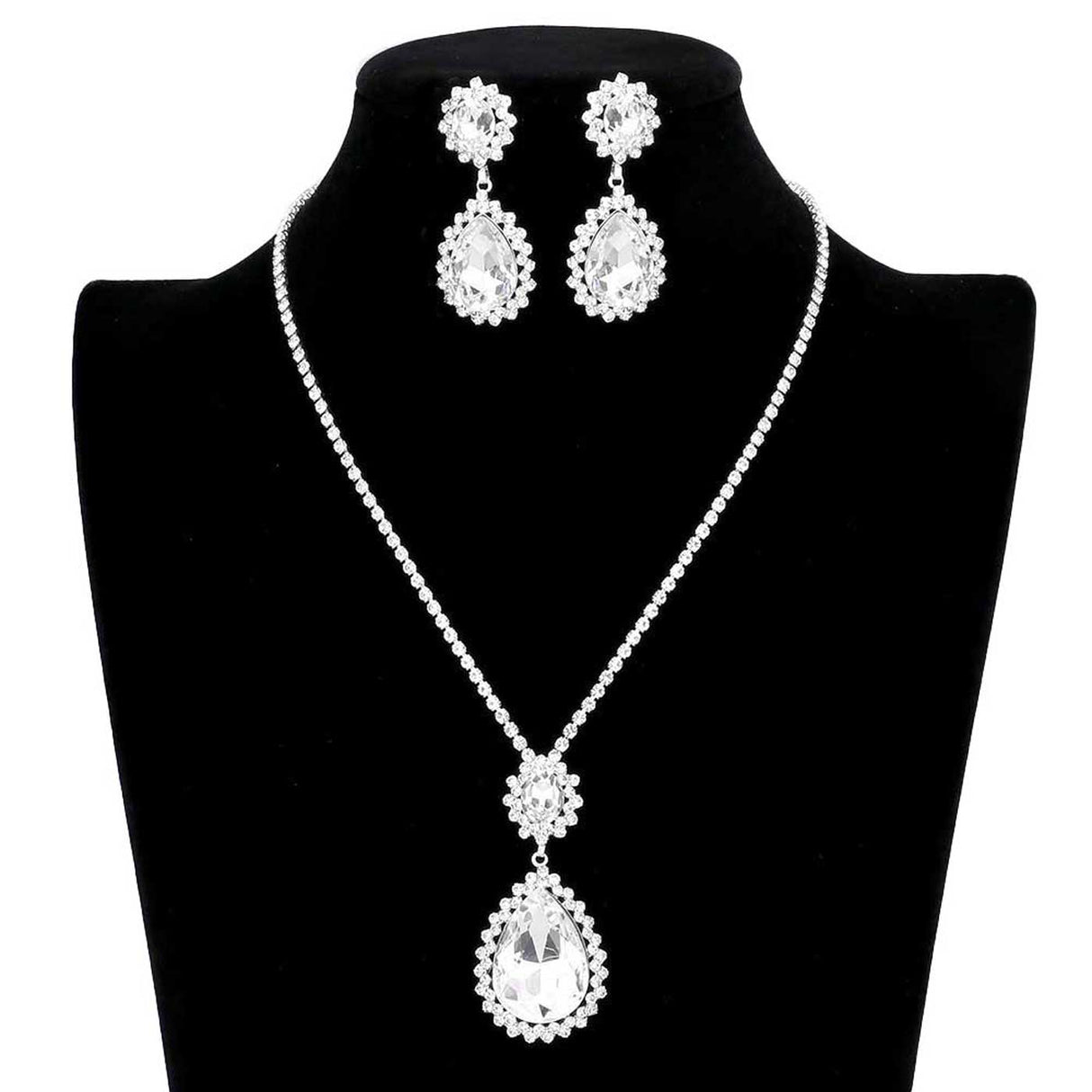 Teardrop Accented Rhinestone Necklace by Madeline Love