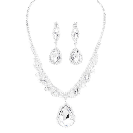 Teardrop Crystal Rhinestone Collar Evening Necklace by Madeline Love