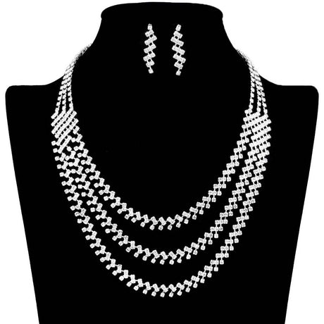 Triple Layered Rhinestone Pave Necklace by Madeline Love